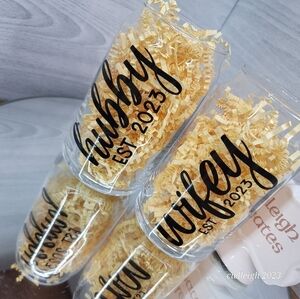 Hubby and Wifey Beer Can glasses set